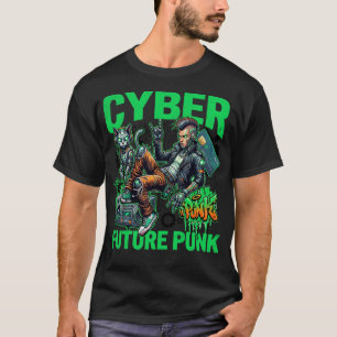 Cyber Future Punk – Neon Streetwear Cyborg-Katze T-Shirt