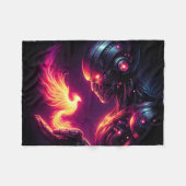 Cyber Futuristischer Robot Phoenix Feuergeist Fleecedecke (Vorderseite (Horizontal))