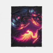 Cyber Futuristischer Robot Phoenix Feuergeist Fleecedecke (Vorderseite)