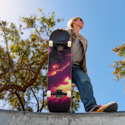 Cyber futuristischer Robot Phoenix Feuergeist Skateboard (Außenbereich 1)