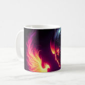 Cyber futuristischer Roboter-Phönix-Feuergeist Kaffeetasse (Vorderseite Links)