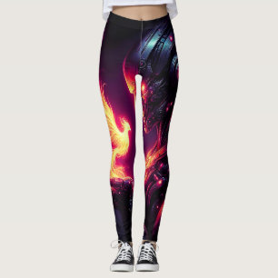 Cyber futuristischer Roboter-Phönix-Feuergeist Leggings