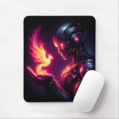 Cyber Futuristischer Roboter Phönix Feuergeist Mousepad (Mit Mouse)