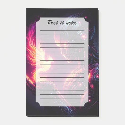 Cyber futuristischer Roboter-Phönix-Feuergeist Post-it Klebezettel (Vorderseite)