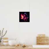 Cyber futuristischer Roboter-Phönix-Feuergeist Poster (Küche)