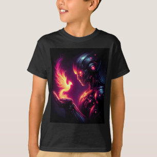 Cyber futuristischer Roboter-Phönix-Feuergeist T-Shirt