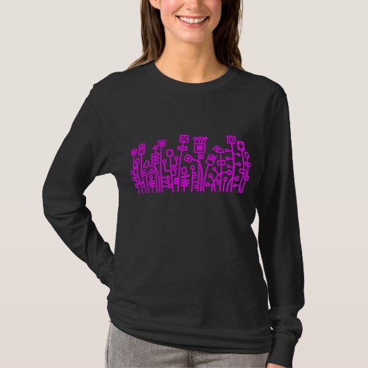 Cyber Garden - Magenta auf Dunkelheit T-Shirt (Vorderseite)