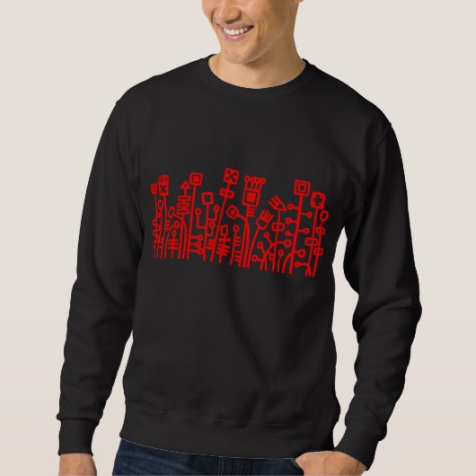 Cyber Garden - Rot auf Dunkel Sweatshirt (Vorderseite)