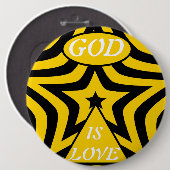 Cyber Gelb & Schwarzer Stern "Gott ist Liebe"  Fet Button (Vorne & Hinten)