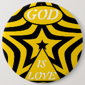 Cyber Gelb & Schwarzer Stern "Gott ist Liebe"  Fet Button (Vorderseite)