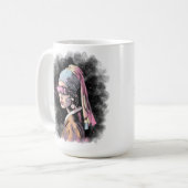 Cyber-Girl mit Perlenohrring Kaffeetasse (Vorderseite Links)