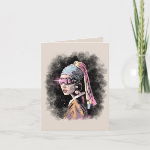 Cyber-Girl mit Perlenohrring Karte