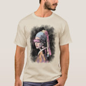 Cyber-Girl mit Perlenohrring T-Shirt (Vorderseite)