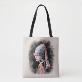 Cyber-Girl mit Perlenohrring Tasche (Vorderseite)