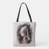 Cyber-Girl mit Perlenohrring Tasche (Rückseite)