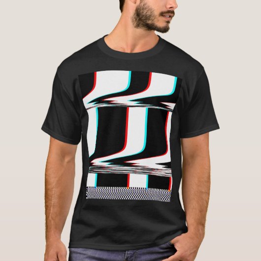 Cyber Glitch Mod Stripe T-Shirt (Vorderseite)
