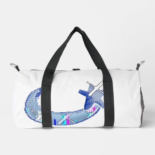 Cyber Glitch Mond und Stern Duffle Bag (Vorderseite)