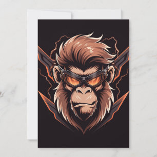 Cyber-Gorilla-Gamer-Neon-Kunst Einladung
