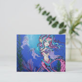 Cyber Goth Mermaid Jelly Fish Fantasy Postcard Postkarte (Stehend Vorderseite)