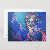 Cyber Goth Mermaid Jelly Fish Fantasy Postcard Postkarte (Vorne/Hinten)
