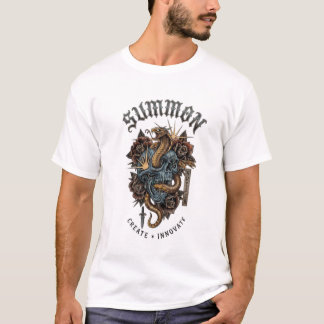 Cyber-Gothic Skull & Serpent: Create & Innovate T-Shirt