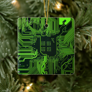 Cyber Green PCB Leiterplatten Leiterbahn Muster Ku Keramikornament