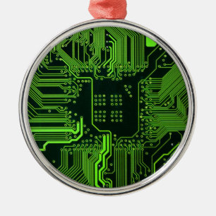 Cyber Grün PCB Leiterplatten Leiterbahn Muster Kun Ornament Aus Metall
