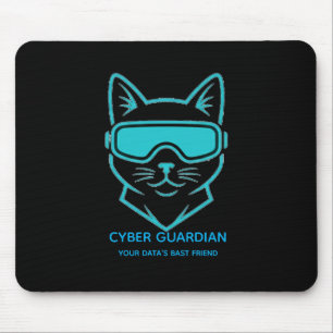 Cyber Guardian Neon Cat Gaming-Mauspad - Tech Blau Mousepad