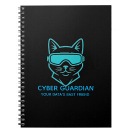Cyber Guardian Neon Cat - Professional Tech & Codi Notizblock