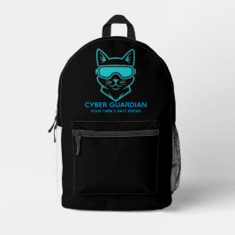Cyber Guardian Neon Cat - Professional Tech & Hack Bedruckter Rucksack