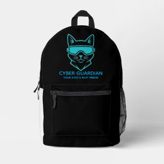 Cyber Guardian Neon Cat - Professional Tech & Hack Bedruckter Rucksack