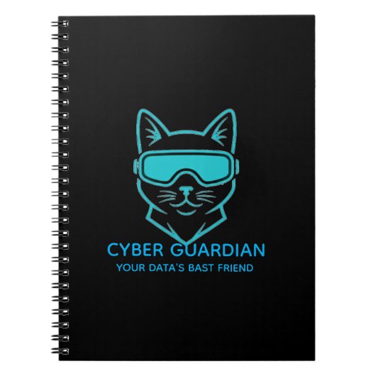 Cyber Guardian Neon Cat - Professionelle Technik & Notizblock (Vorderseite)