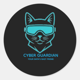 Cyber Guardian Neon Cat - Tech- und Laptop-Vinyl-A Runder Aufkleber