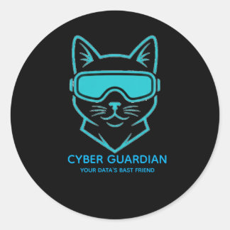 Cyber Guardian Neon Cat - Tech- und Laptop-Vinyl-A Runder Aufkleber