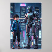 Cyber Guardian | Sci-Fi Robot & Kid Art Poster (Vorne)