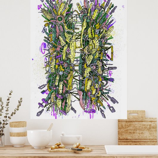 Cyber-Hacker-Graffiti Poster (Küche)