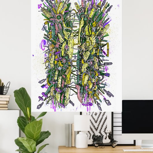 Cyber-Hacker-Graffiti Poster (Heimbüro)