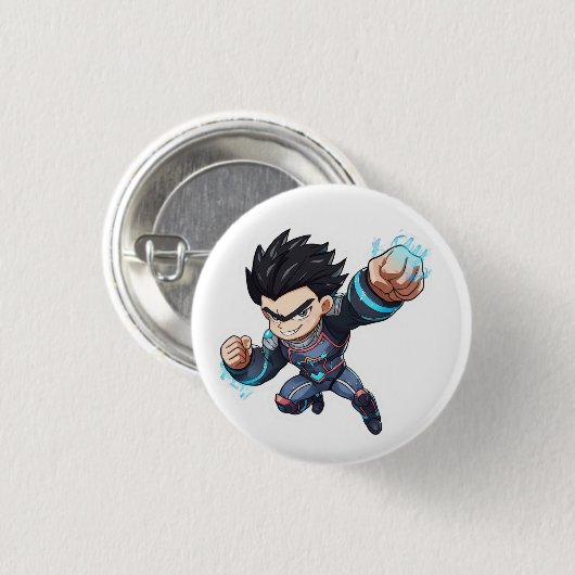 Cyber Hero Anime Fighter – Powerful Chibi Characte Button (Vorne & Hinten)