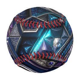 Cyber-Hexagonales Mosaik aus Neon-Saphir Baseball