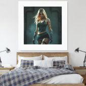 Cyber-Kriegerin der Zukunft – Stärke und Stil Leinwanddruck (Insitu (Schlafzimmer))
