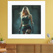 Cyber-Kriegerin der Zukunft – Stärke und Stil Leinwanddruck (Insitu (Wohnzimmer))