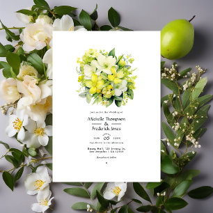 Cyber Lime Florale Hochzeit Einladung