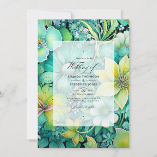 Cyber Lime Florale Hochzeit Einladung