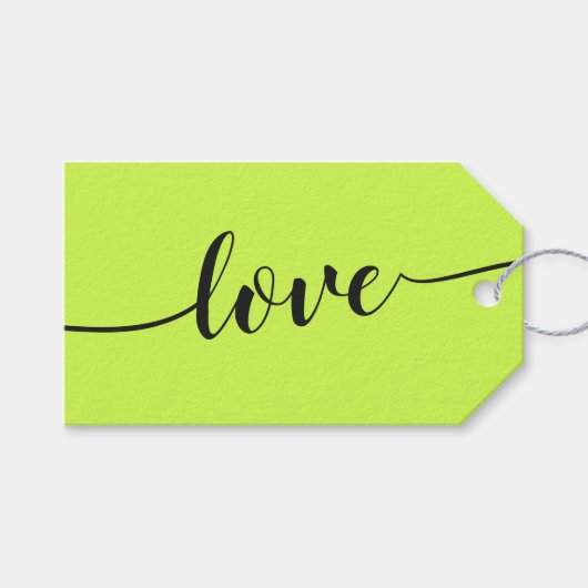 Cyber Lime Jet Black Cheers Einfache Liebe Geschenkanhänger (Vorderseite (Horizontal))