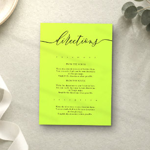 Cyber Lime Jet Black Einfache Hochzeitsanweisungen Begleitkarte
