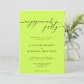 Cyber Lime Jet Black Elegant Engagement Party Einladung (Stehend Vorderseite)