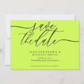 Cyber Lime Jet Black Hochzeit Termin Foto Save The Date (Vorderseite)