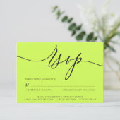 Cyber Lime Jet Black Minimal Modern RSVP Karte (Stehend Vorderseite)