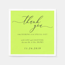 Cyber Lime Jet Black Minimalist Decor Wedding Serviette