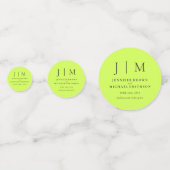 Cyber Lime Jet Black Monogram Klassische Hochzeit Konfetti (Vorderseiten)